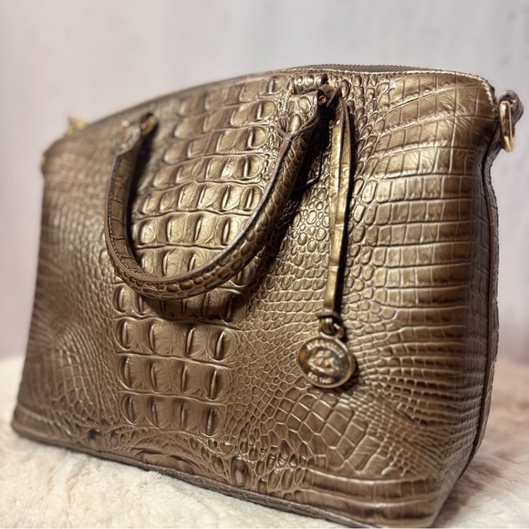 ✨Brahmin Duxbury Dome Satchel Pewter Melbourne Genuine Leather NWT✨ - Picture 2 of 7